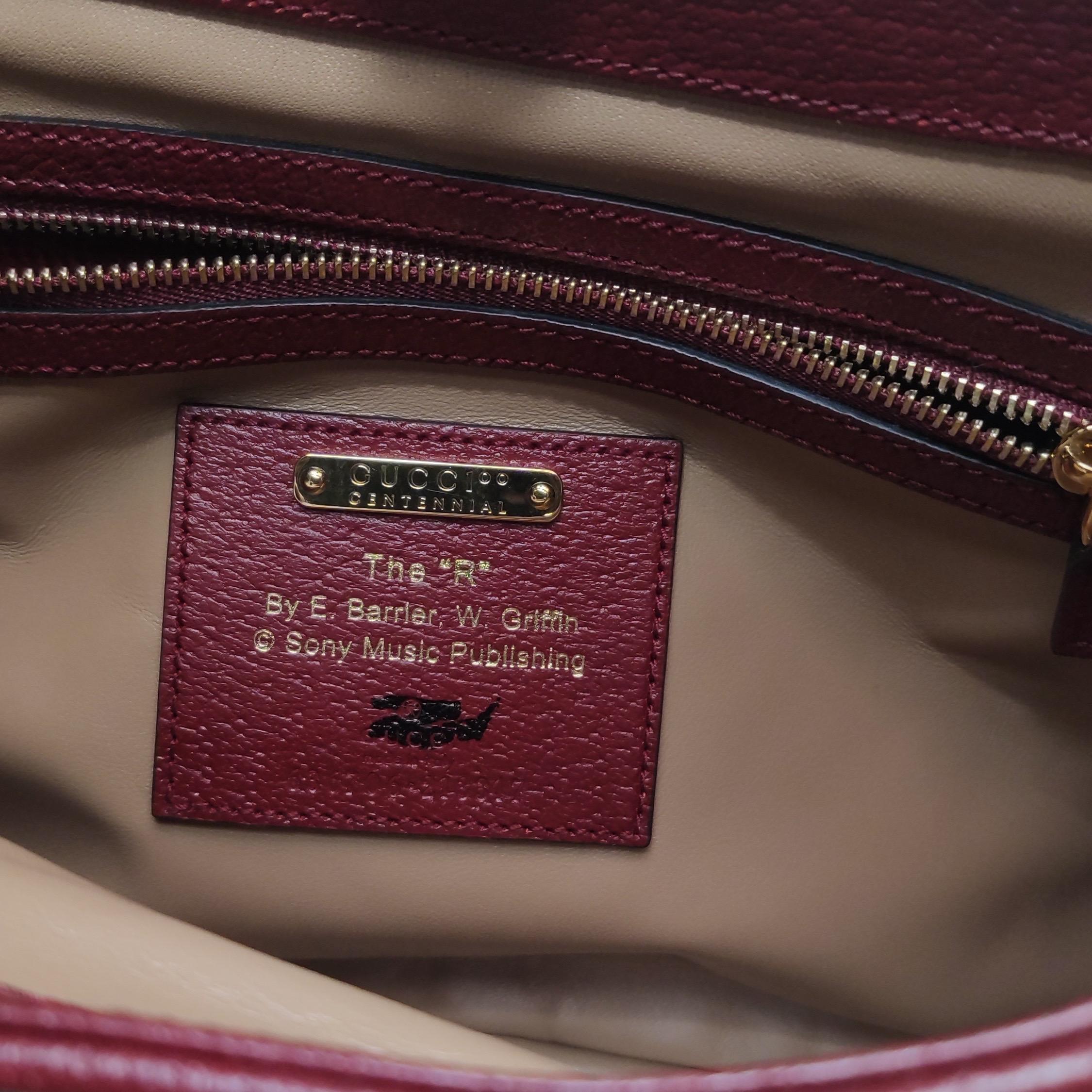Gucci Jackie 1961 Centennial 100 Year Special Edition Burgundy Leather with Canv For Sale 12