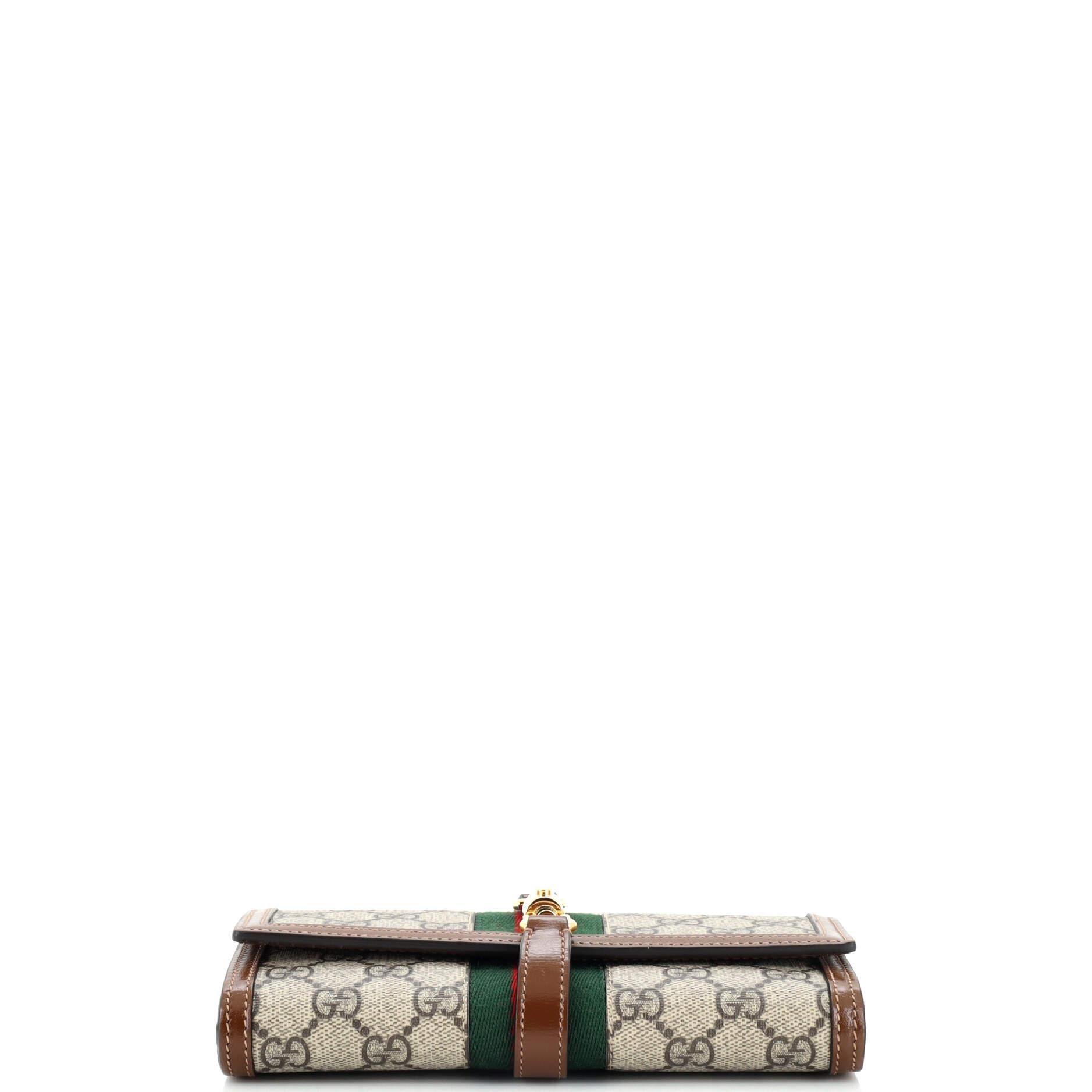 Gucci Jackie 1961 Continental Chain Wallet GG Coated Canvas In Good Condition In NY, NY