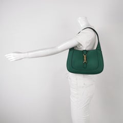 Gucci Jackie 1961 Green Grained Leather Bag Small with Adjustable Strap