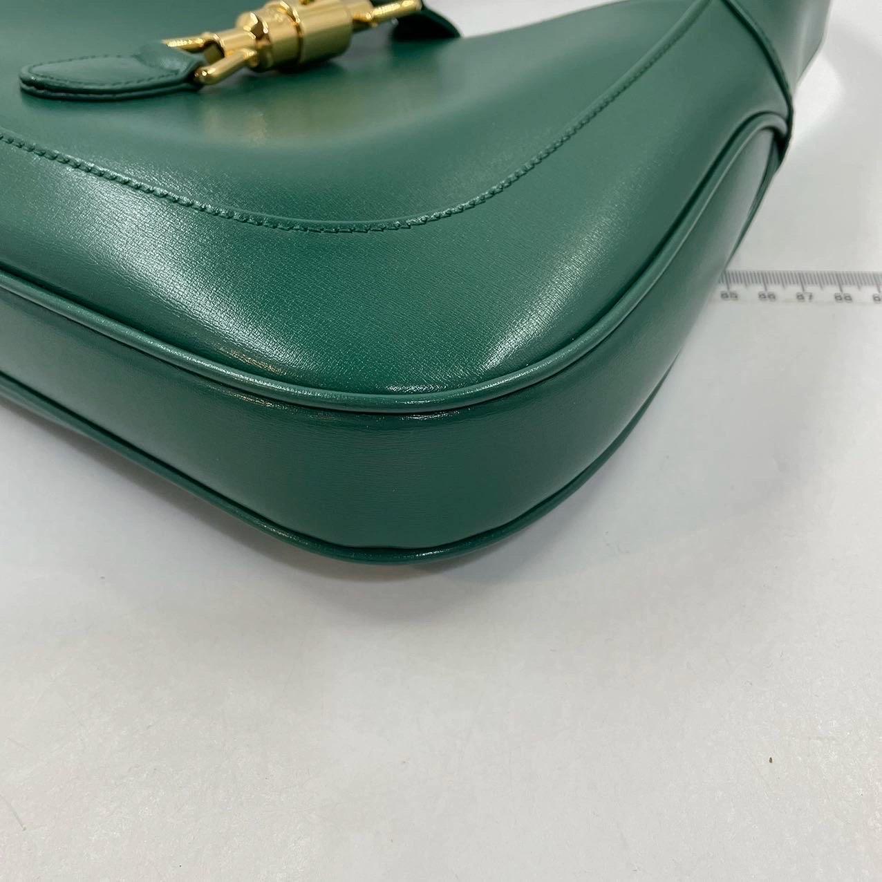 Gucci Jackie 1961 Grüne Ledertasche mit verstellbarem Riemen im Angebot 11