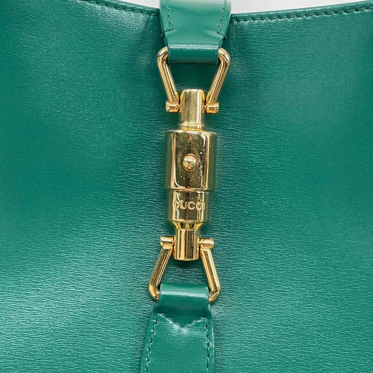 Gucci Jackie 1961 Green Leather Bag Small with Adjustable Strap For Sale 15