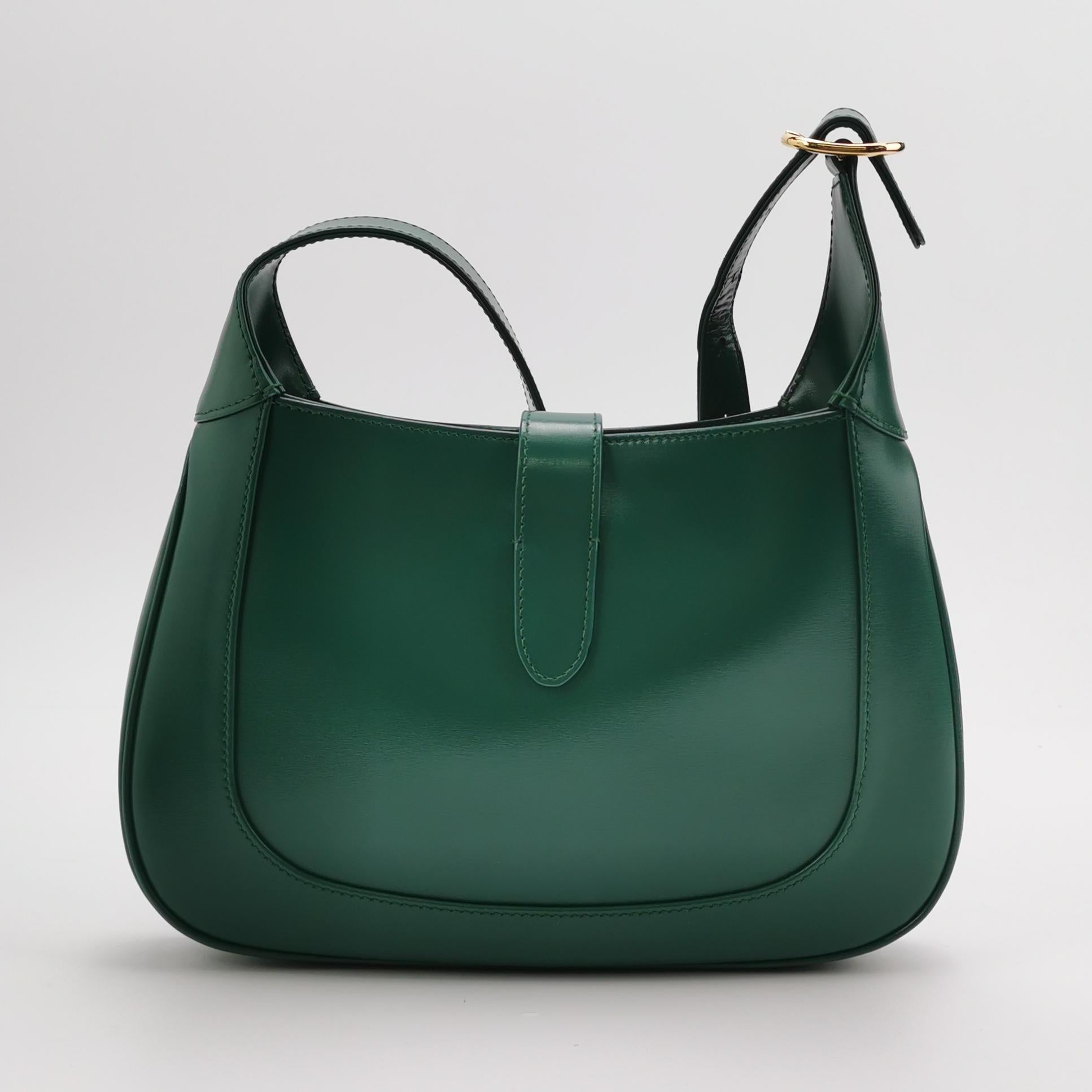 Verde Gucci Jackie 1961 Borsa in pelle verde piccola con tracolla regolabile in vendita
