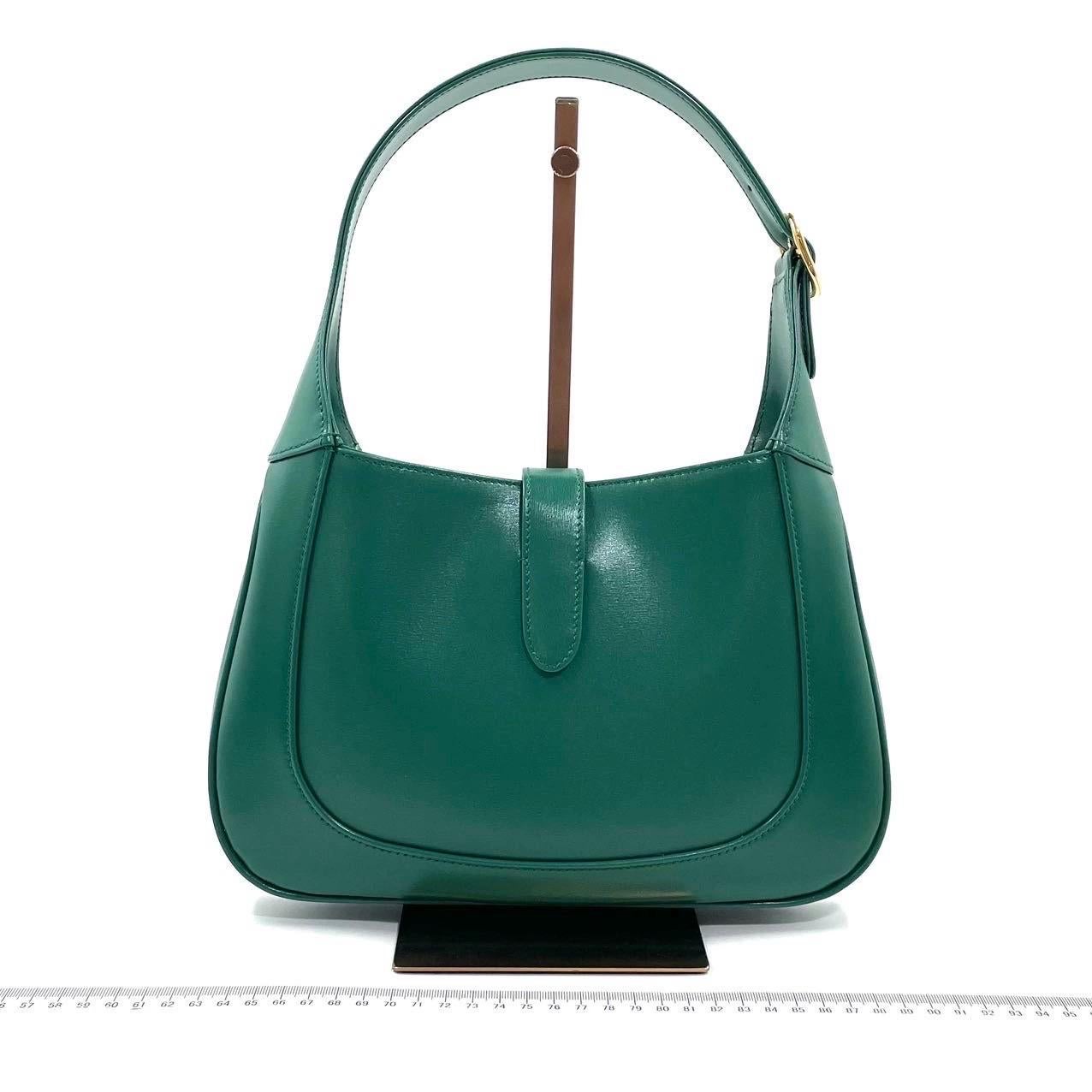 Gucci Jackie 1961 Grüne Ledertasche mit verstellbarem Riemen im Zustand „Hervorragend“ im Angebot in AUBERVILLIERS, FR