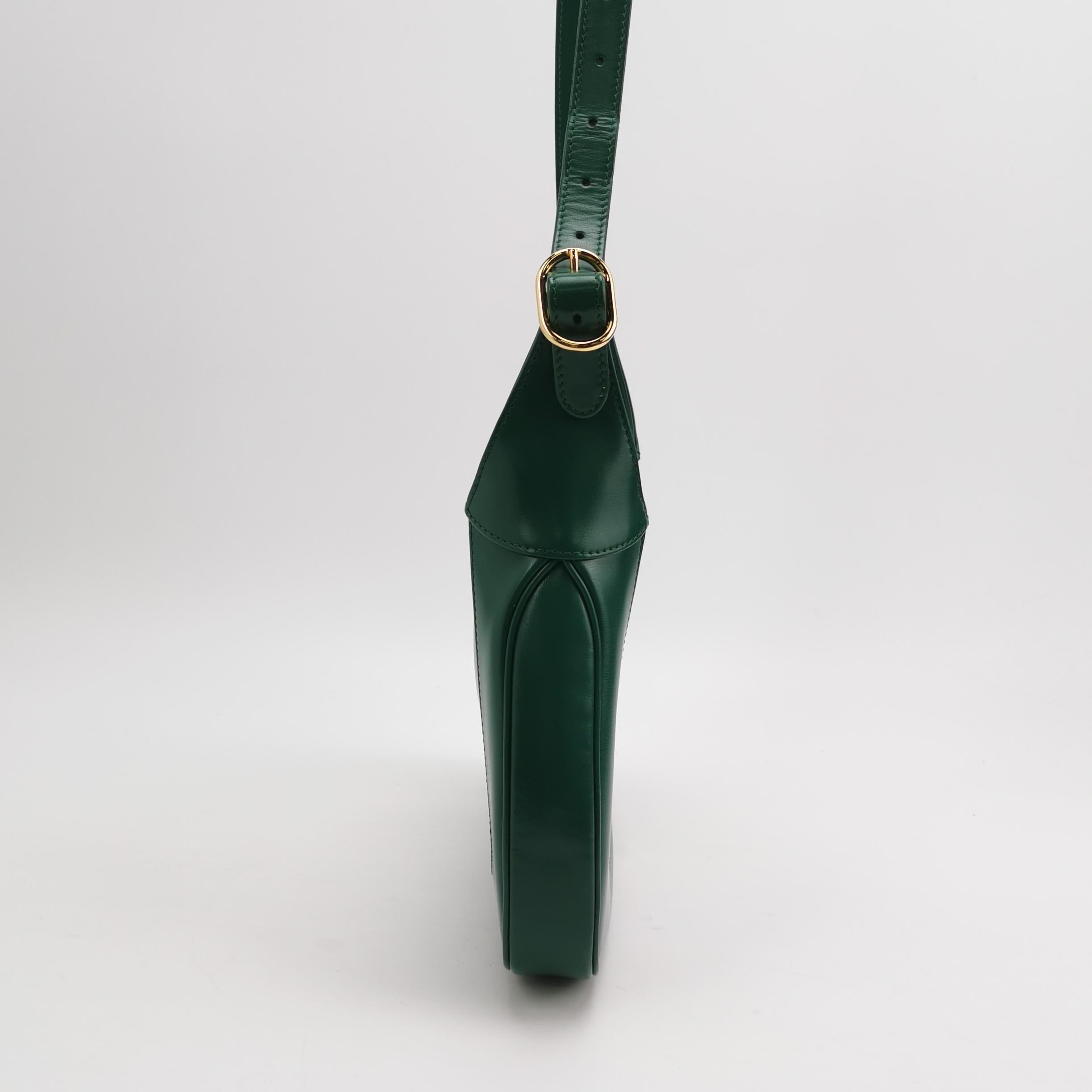 Gucci Jackie 1961 Borsa in pelle verde piccola con tracolla regolabile In condizioni ottime in vendita a AUBERVILLIERS, FR