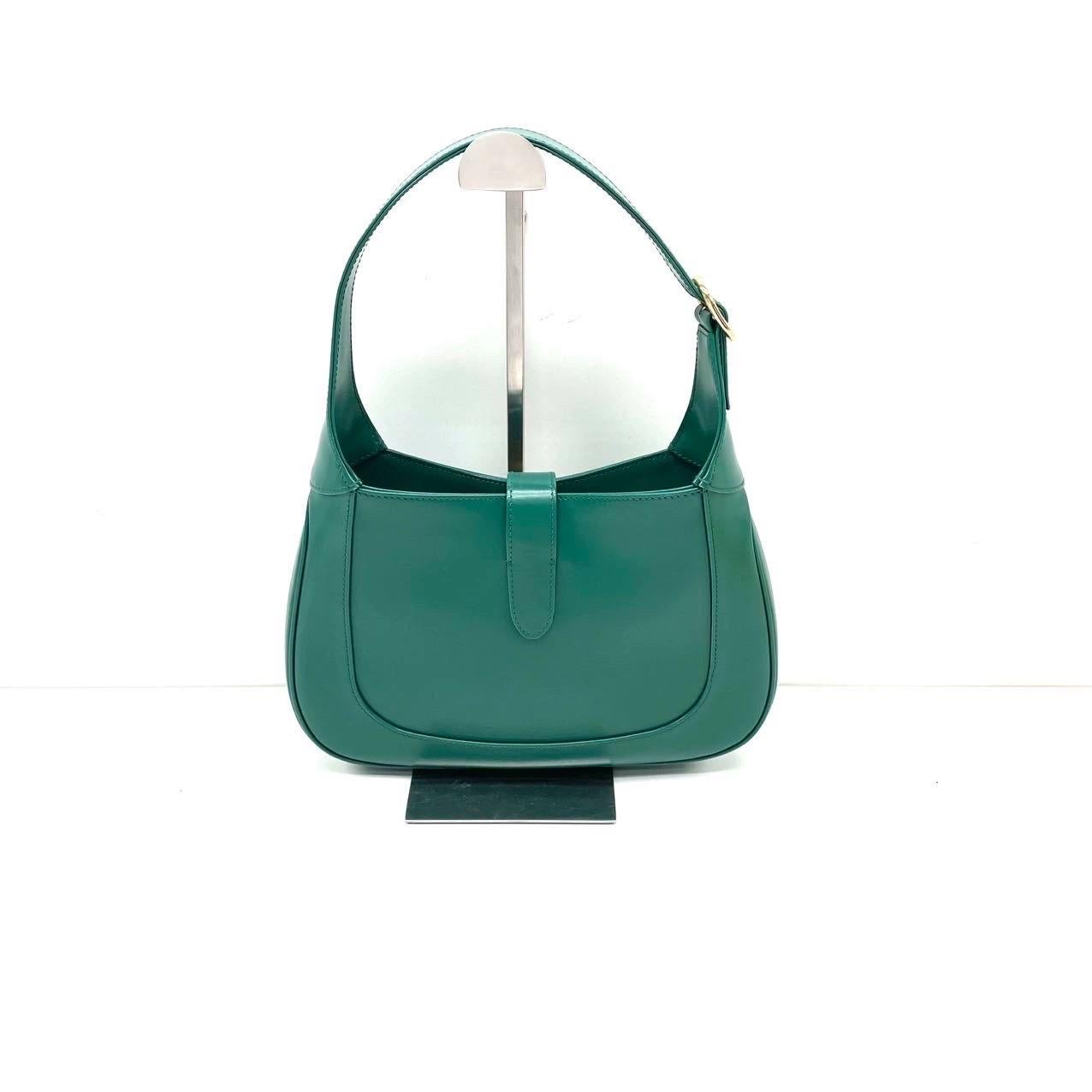 Women's Gucci Jackie 1961 Green Leather Bag Small with Adjustable Strap For Sale