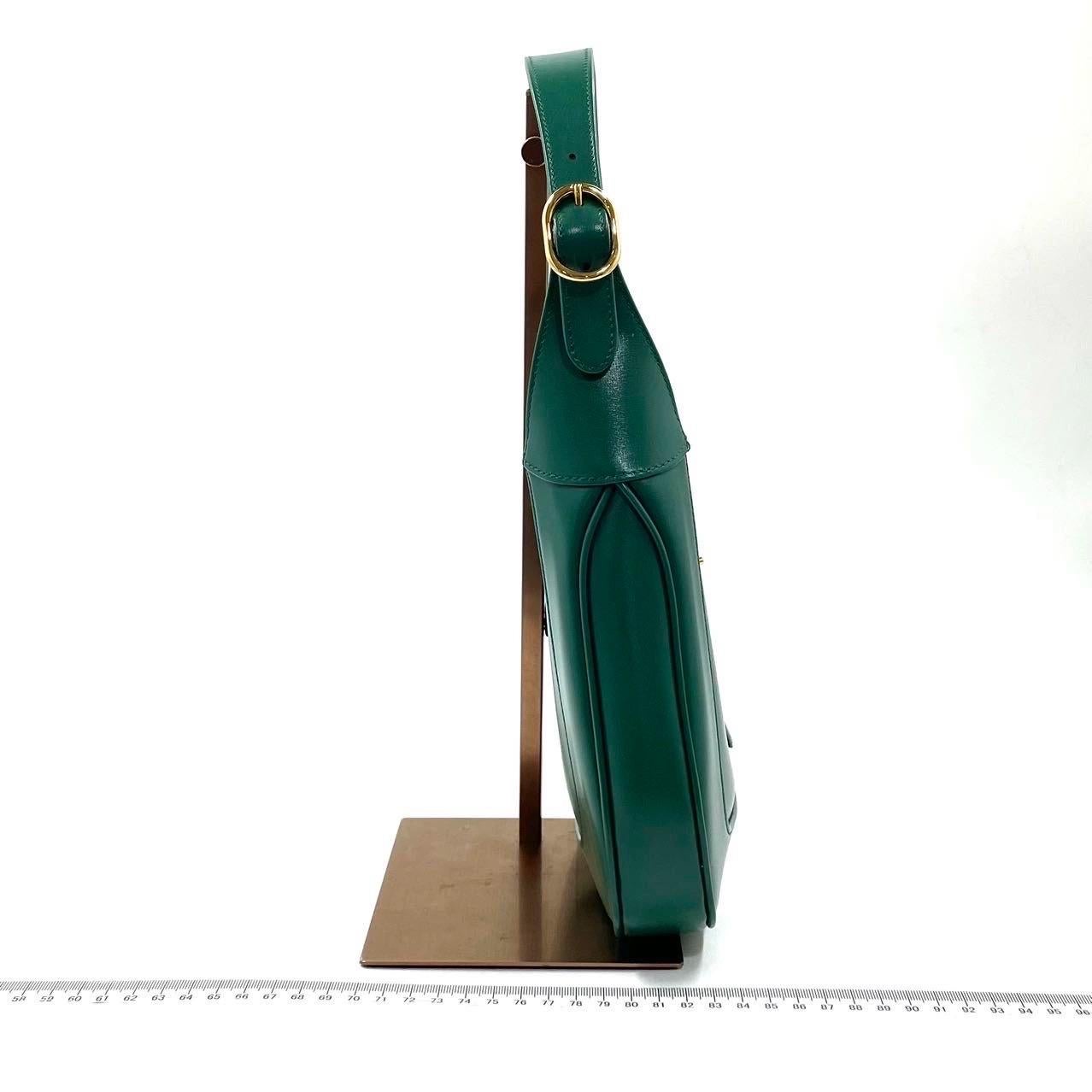 Gucci Jackie 1961 Grüne Ledertasche mit verstellbarem Riemen Damen im Angebot