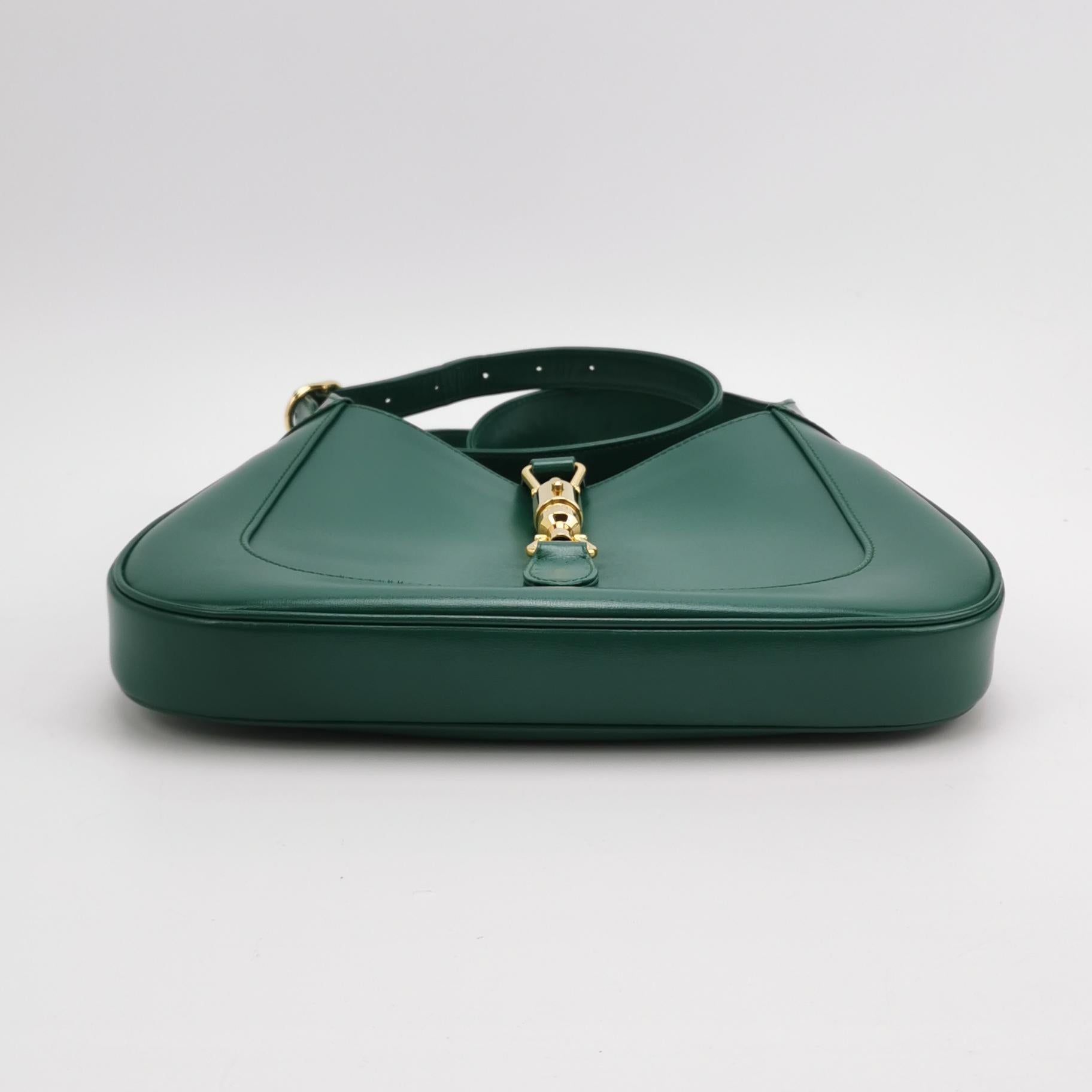 Gucci Jackie 1961 Borsa in pelle verde piccola con tracolla regolabile in vendita 1
