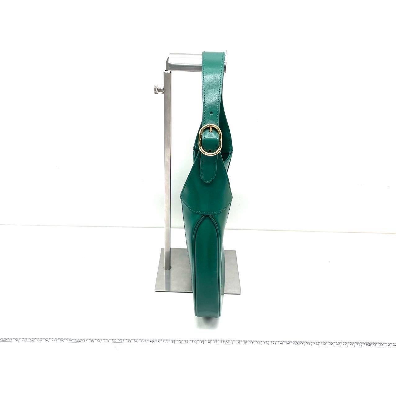 Gucci Jackie 1961 Green Leather Bag Small with Adjustable Strap For Sale 2