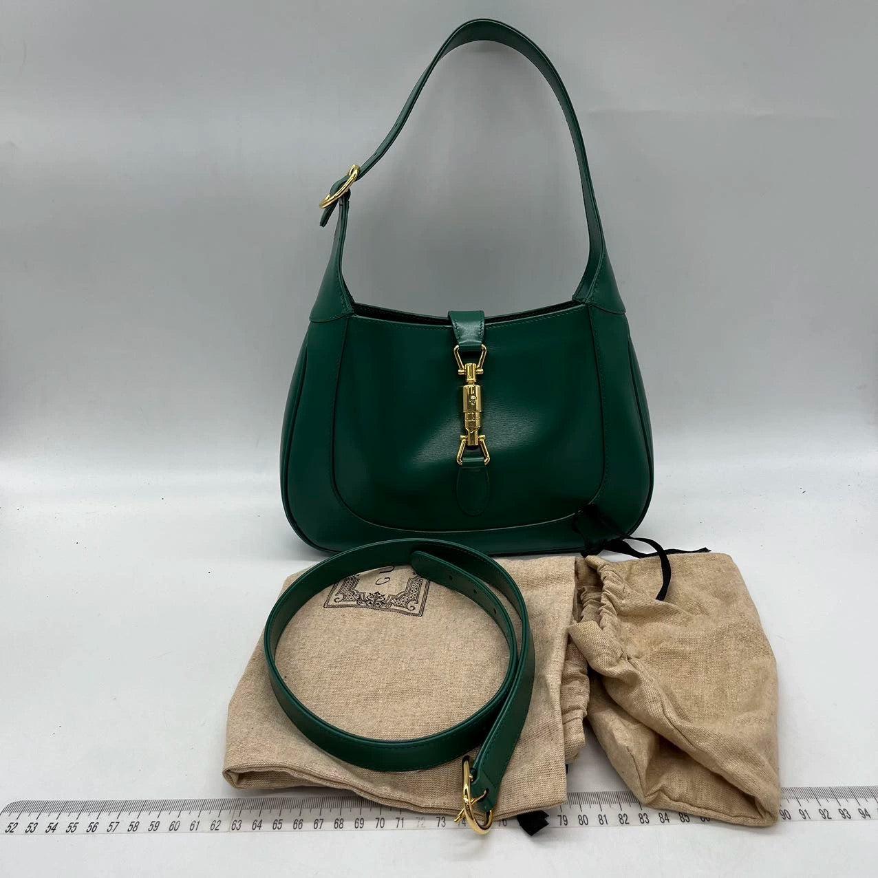 Gucci Jackie 1961 Borsa in pelle verde piccola con tracolla regolabile 2