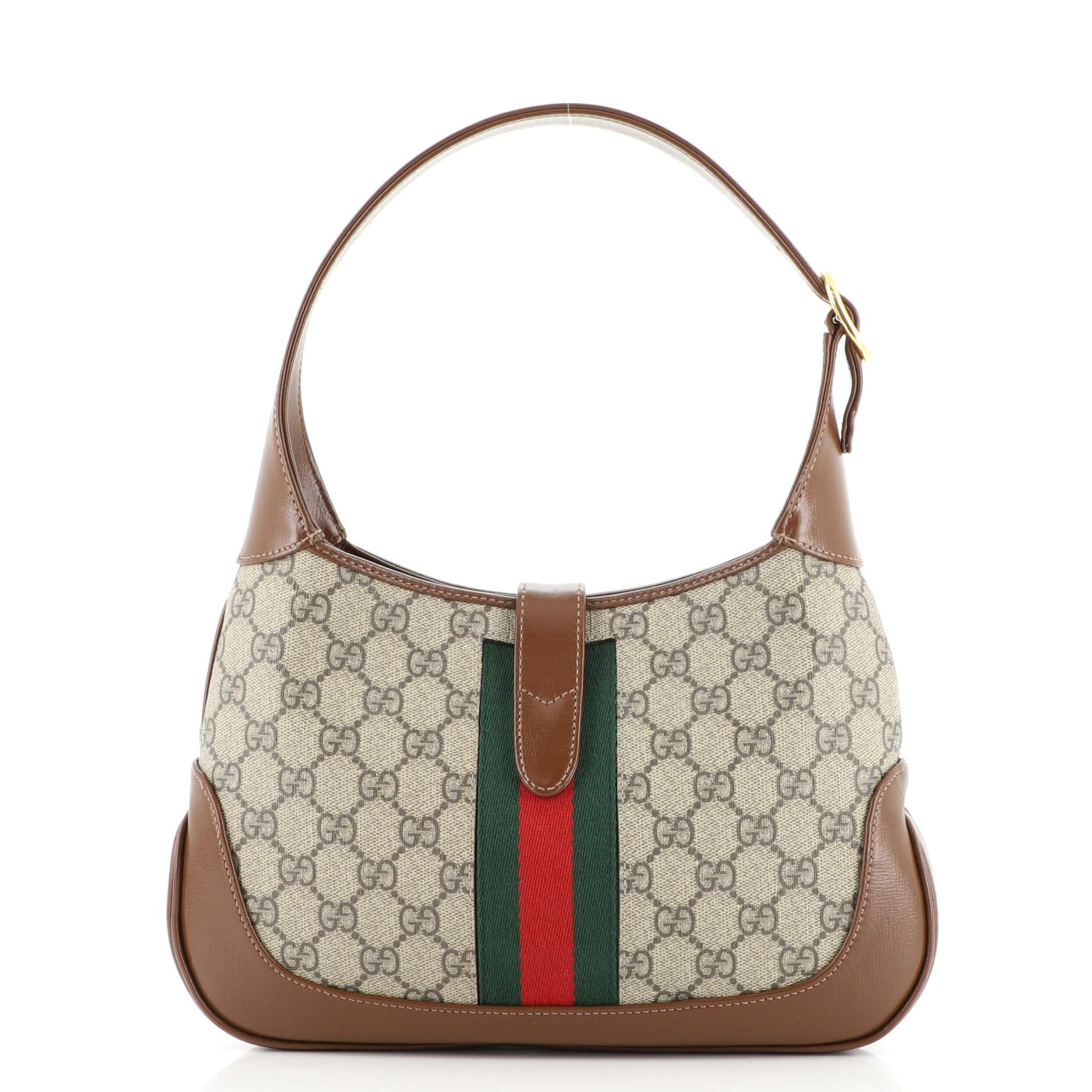 Brown Gucci Jackie 1961 Hobo GG Coated Canvas Small