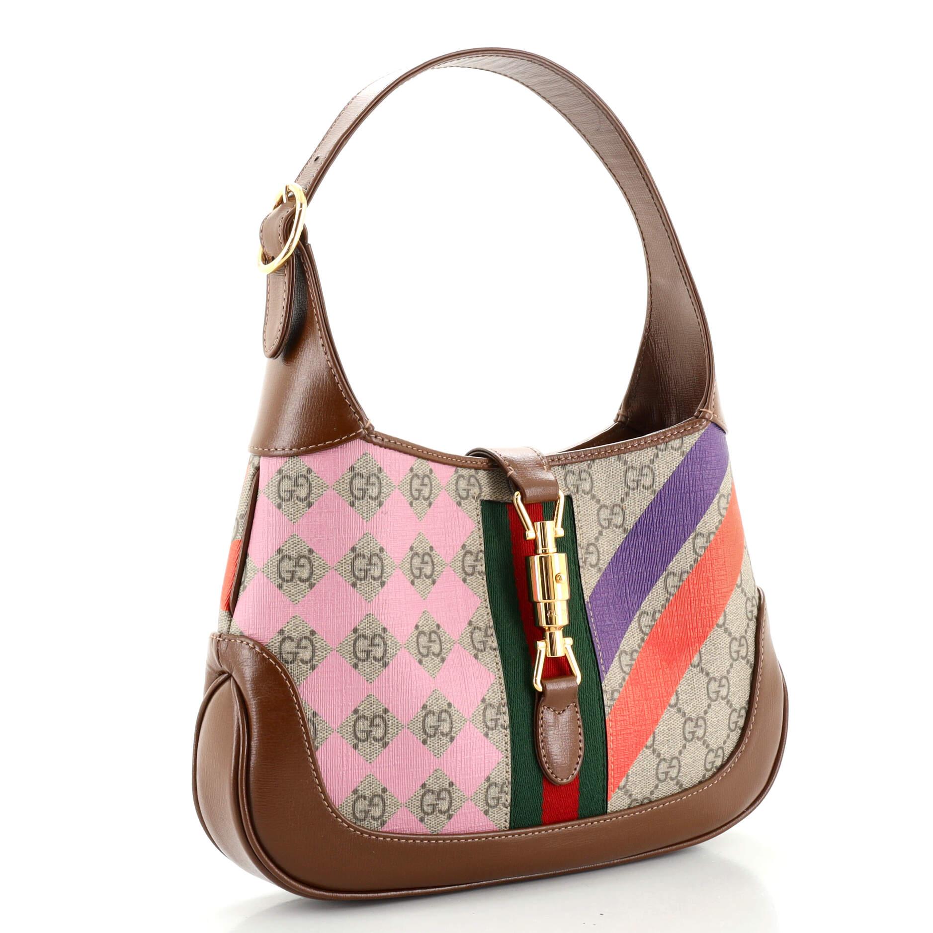 Brown Gucci Jackie 1961 Hobo Printed GG Coated Canvas Small