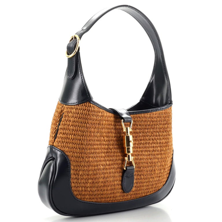 Gucci Jackie 1961 Hobo Straw with Leather Small at 1stDibs