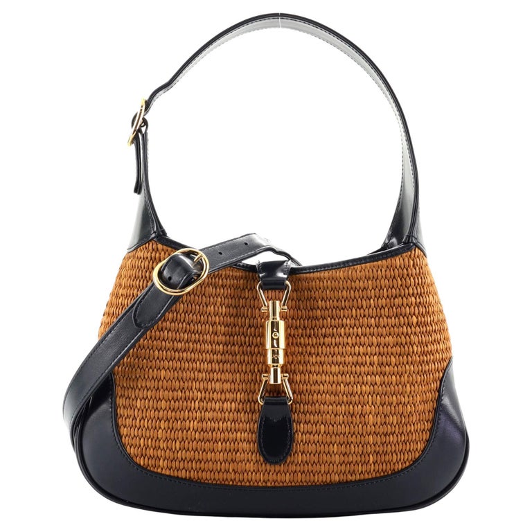 Gucci Jackie 1961 Hobo Straw with Leather Small at 1stDibs