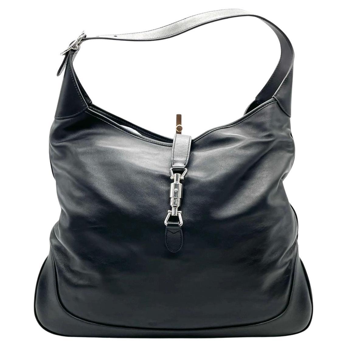 Gucci Jackie 1961 Large Black Calfskin Leather With Long Strap