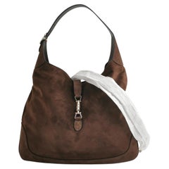 Gucci Jackie 1961, groß, dunkelbraunes Wildleder, mit langem Riemen
