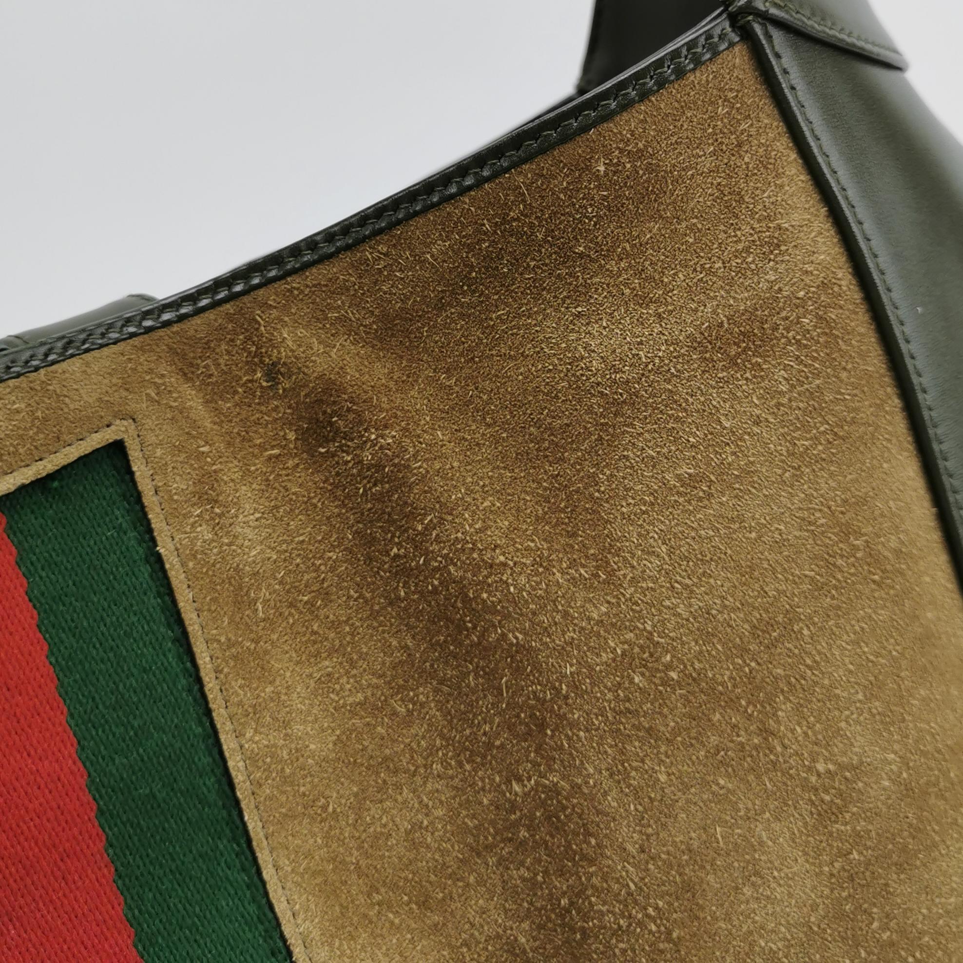 Gucci Jackie 1961 Large Green Leather and Suede Shoulder Bag with Long Strap 5
