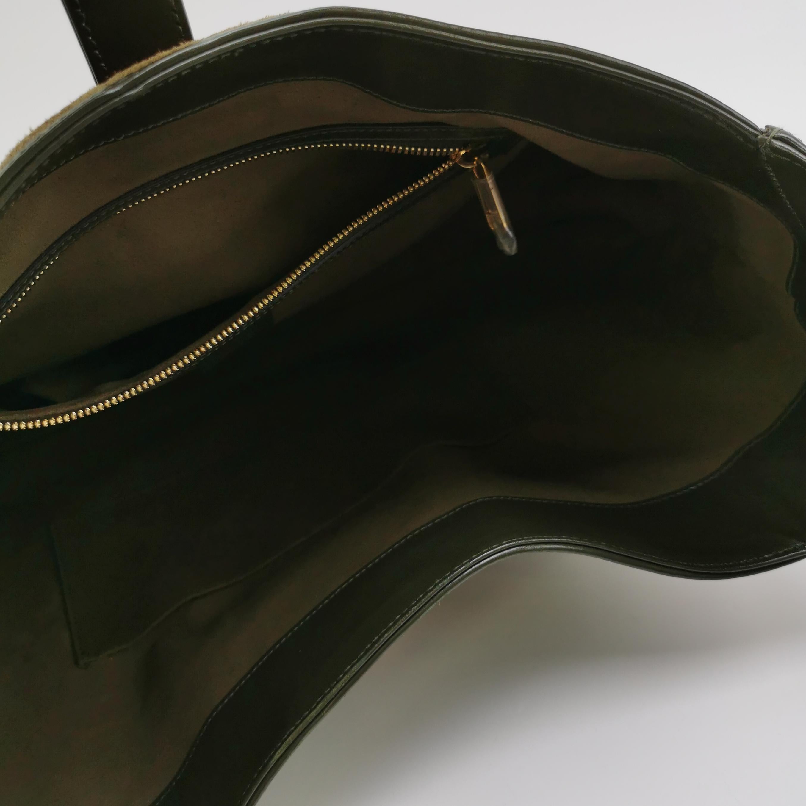 Gucci Jackie 1961 Large Green Leather and Suede Shoulder Bag with Long Strap 3