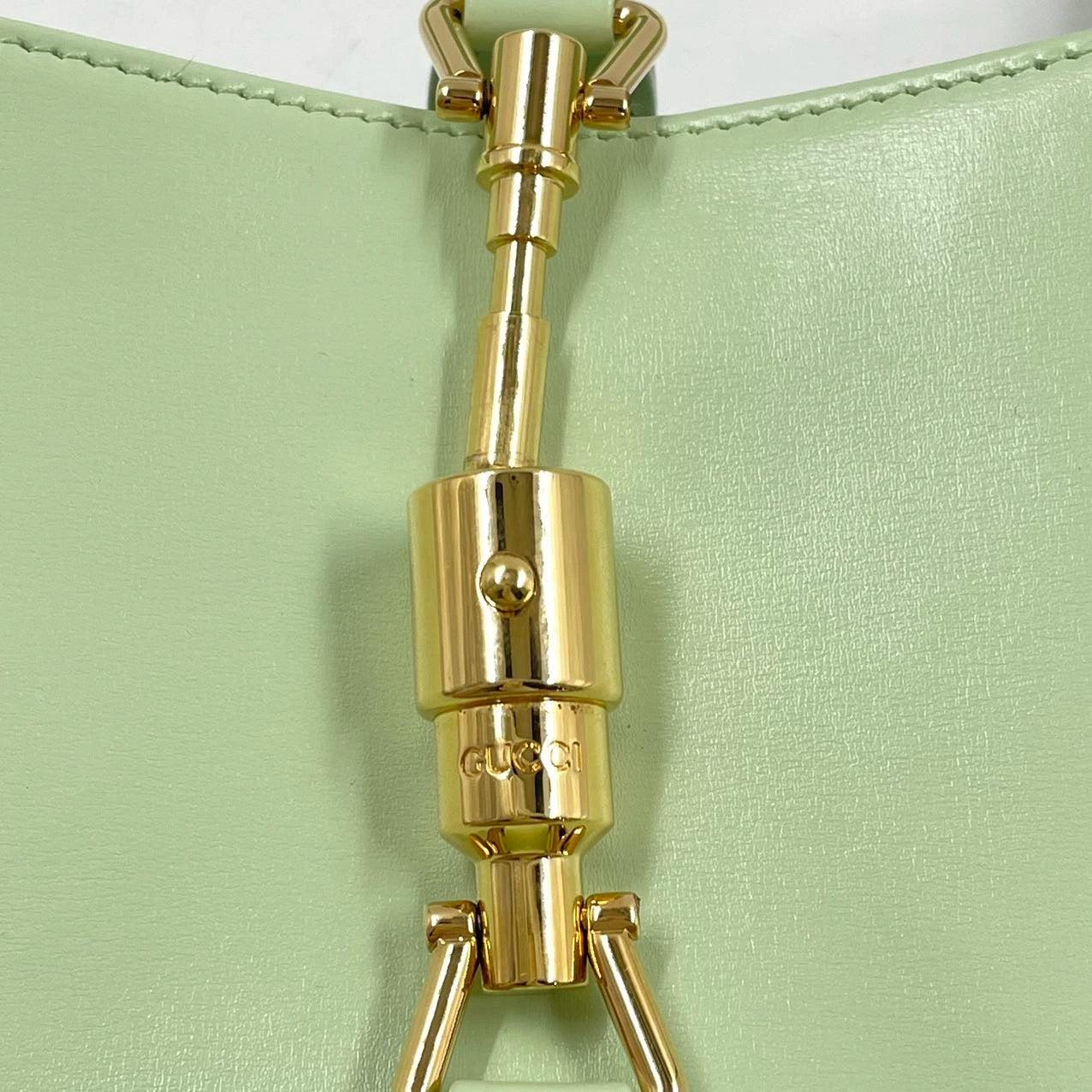 Gucci Jackie 1961 Light Green Leather Bag Small with Adjustable Strap 13
