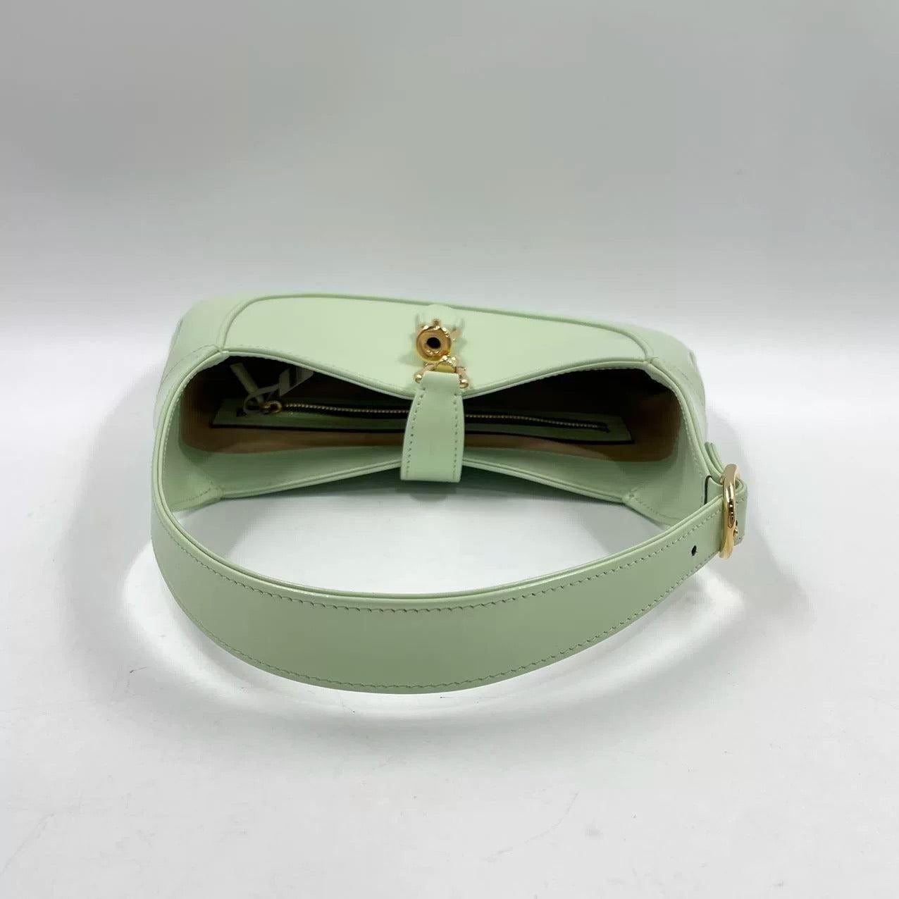 Women's Gucci Jackie 1961 Light Green Leather Bag Small with Adjustable Strap