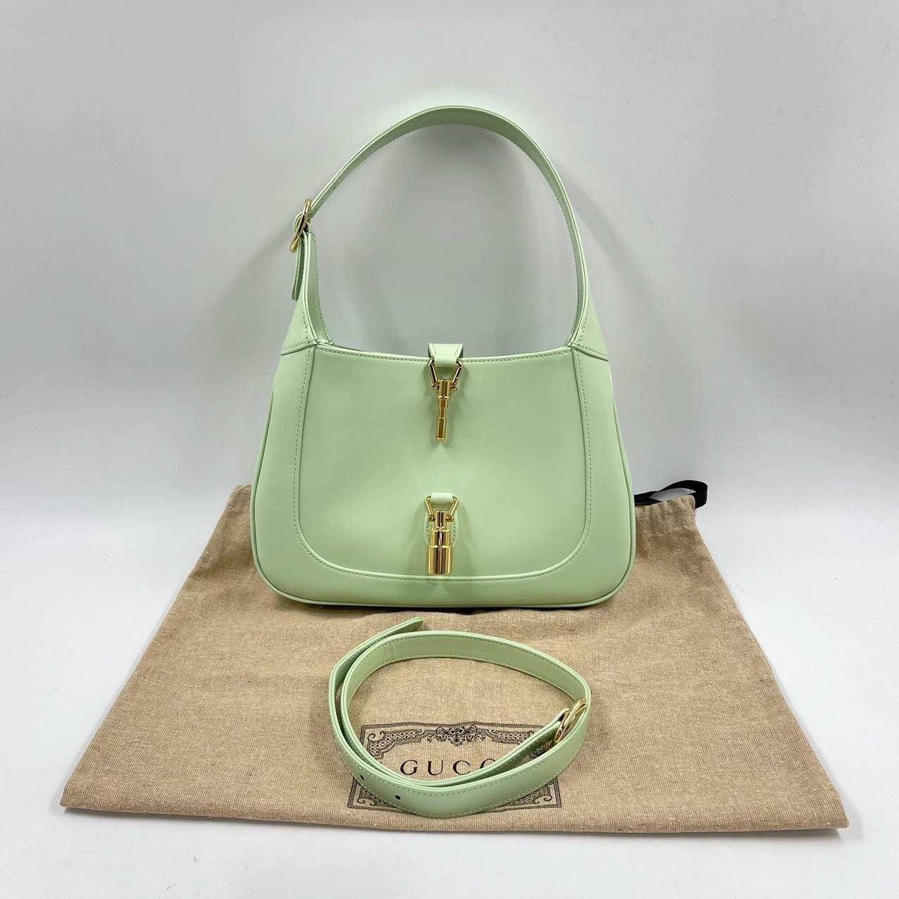 Gucci Jackie 1961 Light Green Leather Bag Small with Adjustable Strap 1