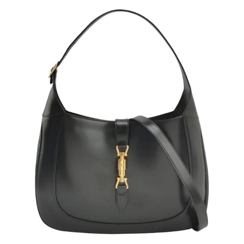 Gucci Jackie 1961 Medium Black Leather Bag with Adjustable Strap