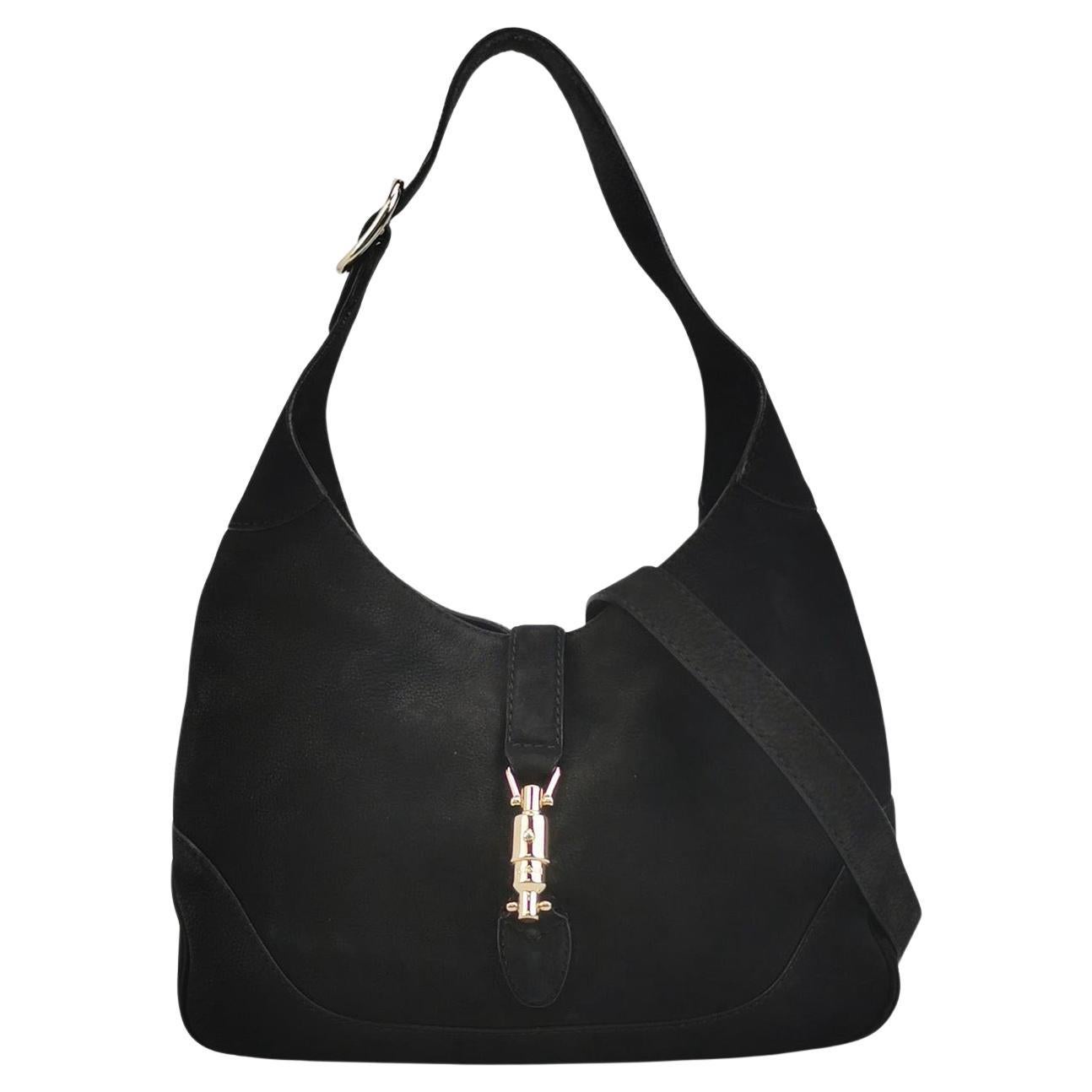 Gucci Jackie 1961 Mittlere Tasche aus schwarzem Wildleder im Angebot