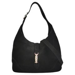 Gucci Jackie 1961 Borsa media in pelle scamosciata nera