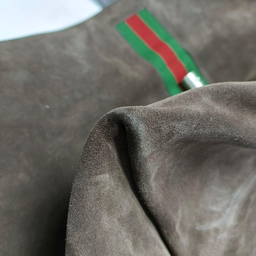 Gucci Jackie 1961 Medium Brown Suede Shoulder Tote Bag For Sale 4