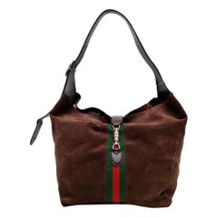 Gucci Jackie 1961 Medium Brown Suede Shoulder Tote Bag
