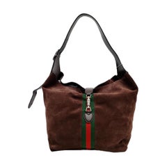 Gucci Jackie 1961 Medium Brown Suede Shoulder Tote Bag