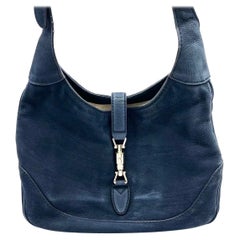 Gucci Jackie 1961 Medium Navy Suede Leather Bag