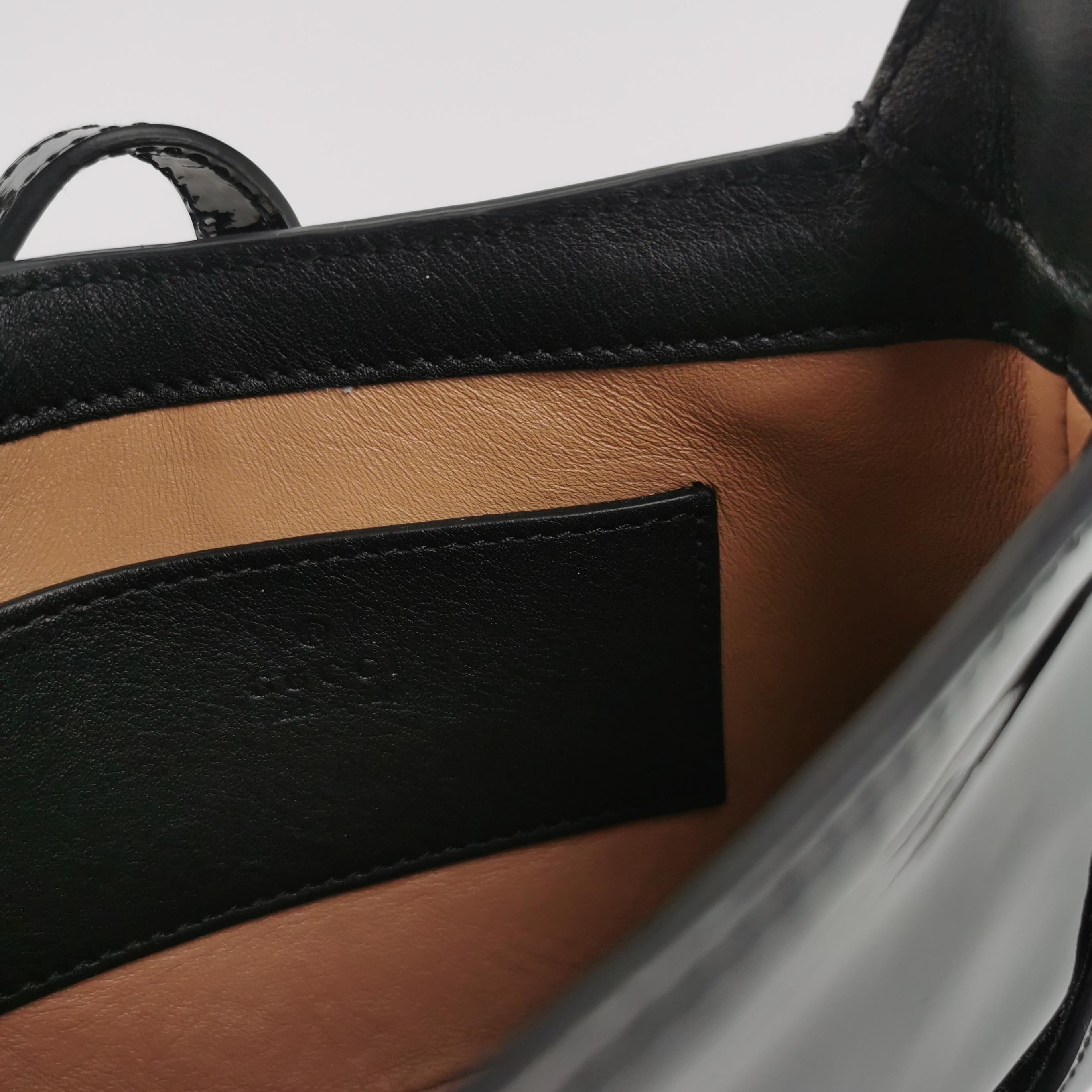 Gucci Jackie 1961 Mini Black Patent Leather Bag with Crystal Chain Strap For Sale 2