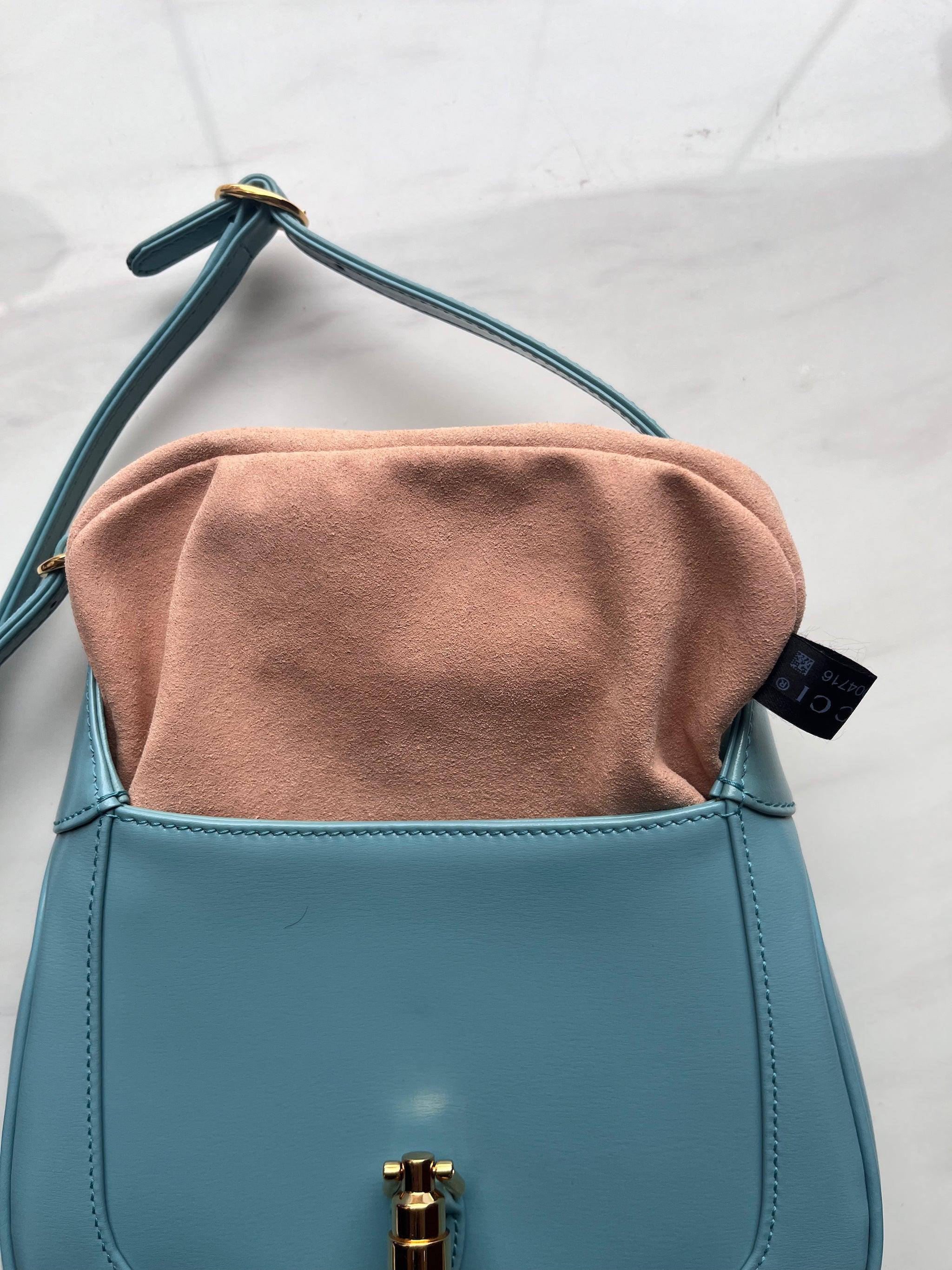 Gucci Jackie 1961 Mini Blue Leather Bag with Adjustable Strap 15