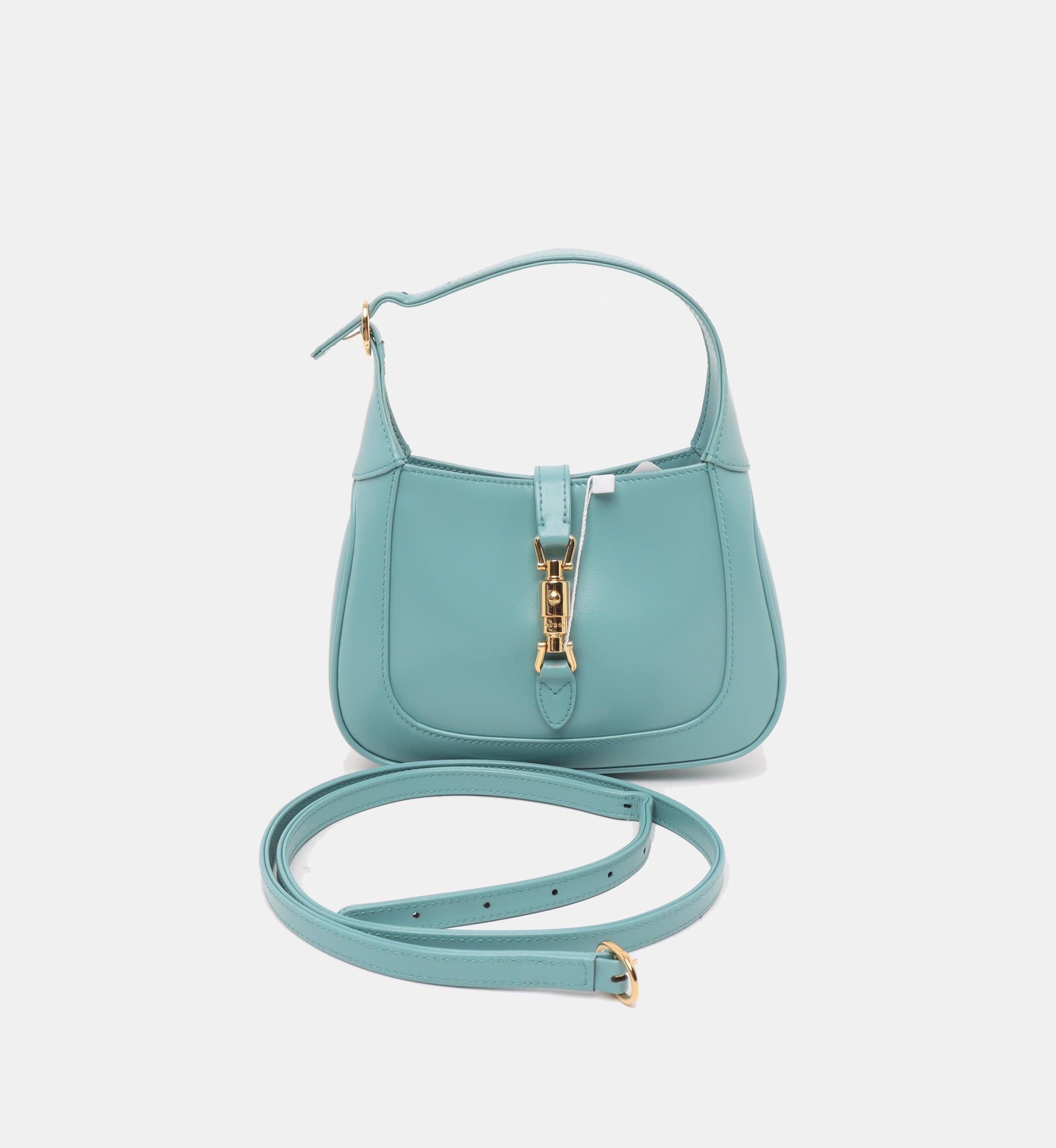 Gucci Jackie 1961 Mini Blue Leather Bag with Adjustable Strap In Good Condition In AUBERVILLIERS, FR