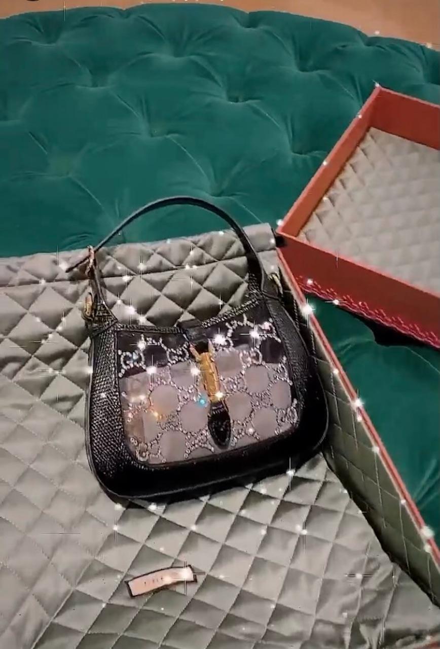 Gucci Crystal GG Lizard Jackie 1961 Mini Bag (677027) For Sale 8