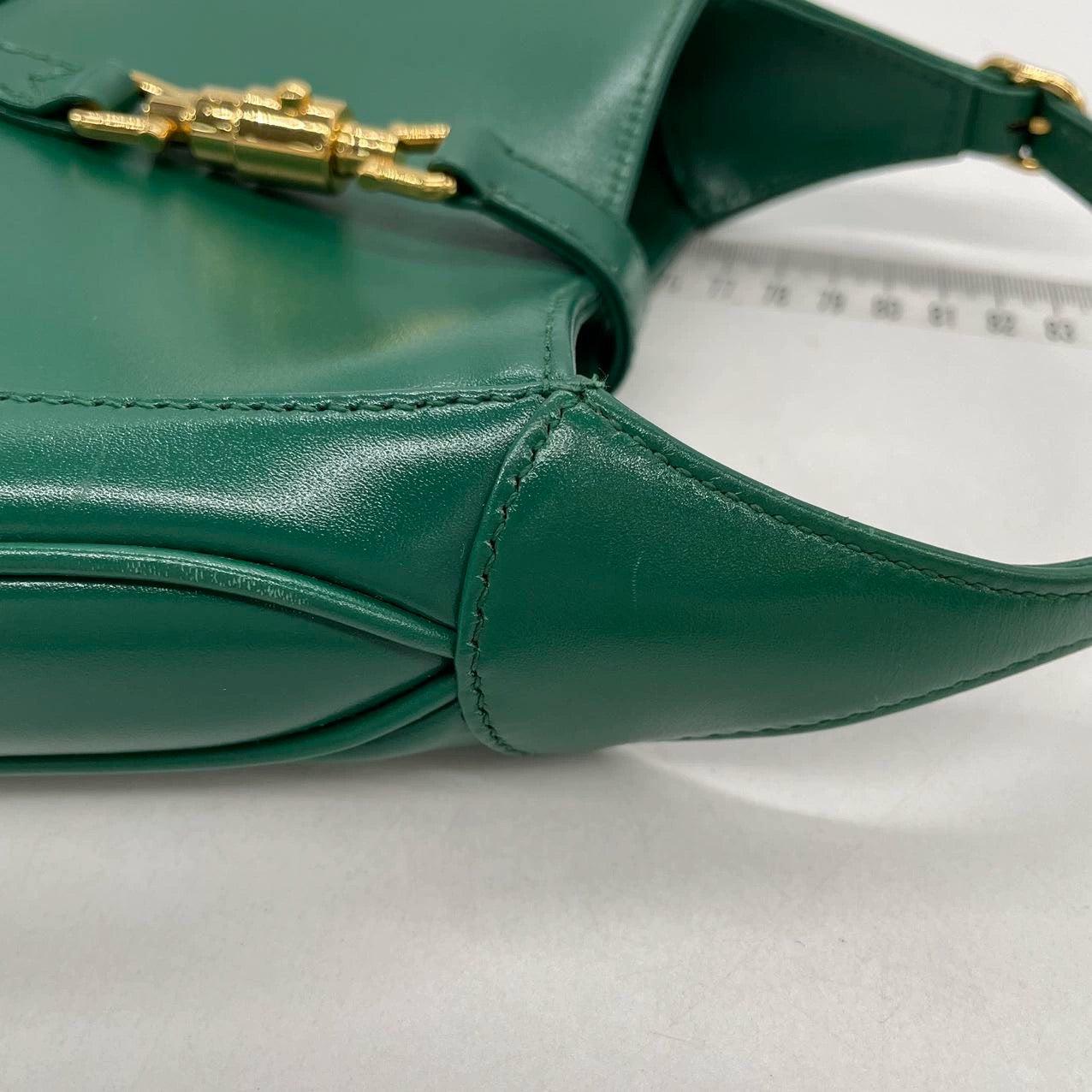 Gucci Jackie 1961 Mini Handbag in Green Leather with Adjustable Strap 12