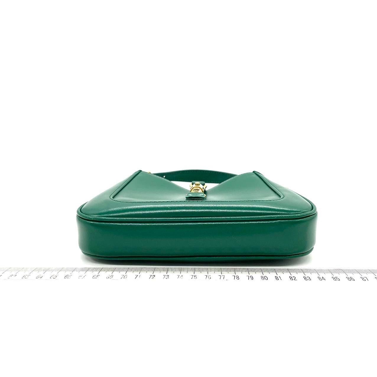 Women's Gucci Jackie 1961 Mini Handbag in Green Leather with Adjustable Strap