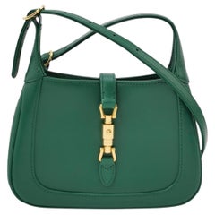 Gucci Jackie 1961 Mini Handbag in Green Leather with Adjustable Strap