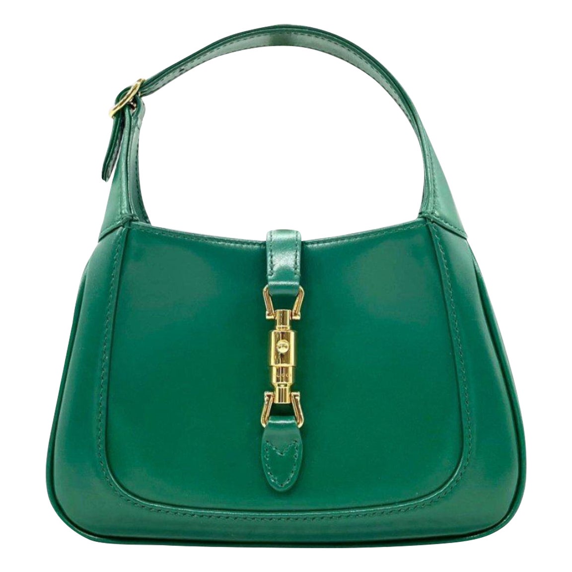 Gucci Jackie 1961 Mini Handbag in Green Leather with Adjustable Strap For Sale