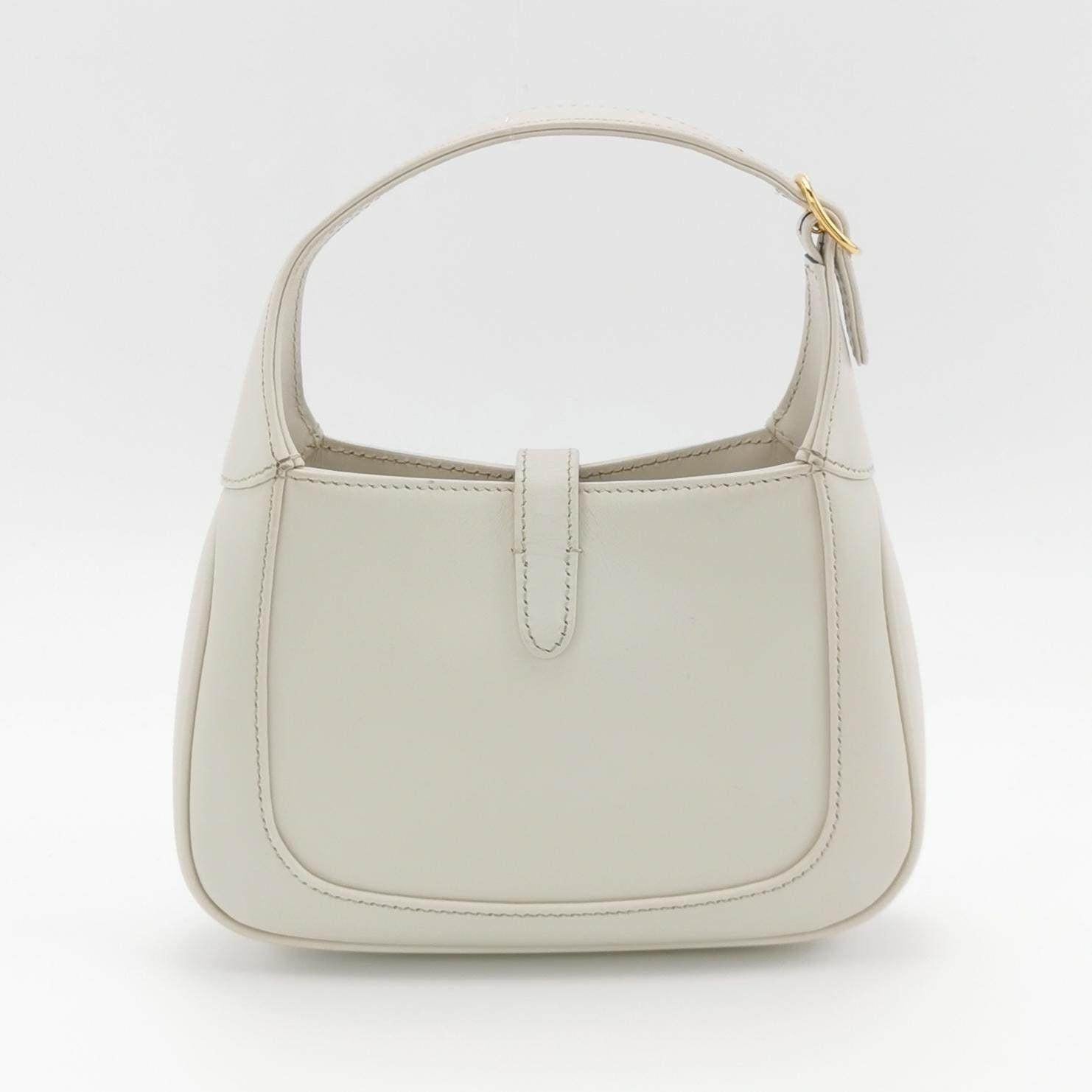 Women's Gucci Jackie 1961 Mini Leather Bag with Adjustable Strap Size White For Sale