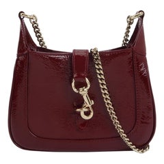 Gucci Jackie 1961 Mini Notte Burgundy Ancora Red Patent Leather Gold Chain Strap