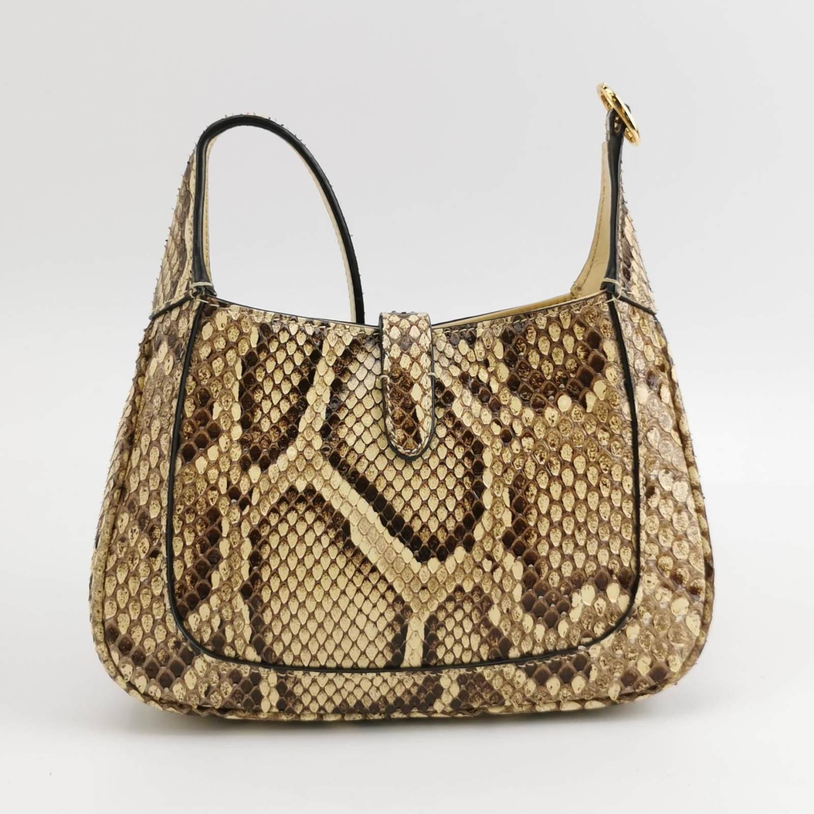 Gucci Jackie 1961 Mini Python-skin Leather Bag with Adjustable Strap Size Multic In Excellent Condition In AUBERVILLIERS, FR