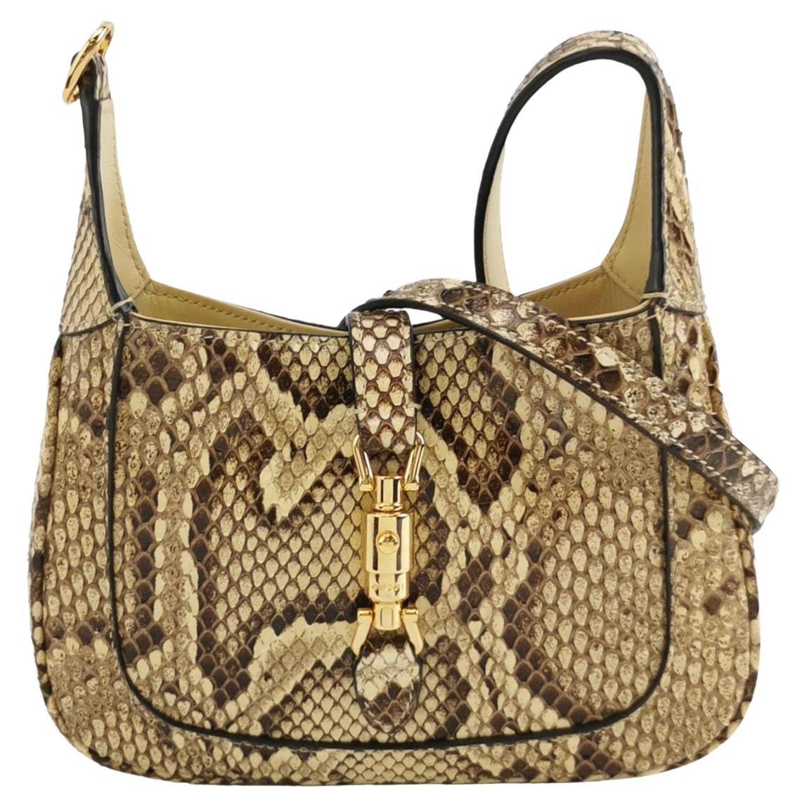 Gucci Jackie 1961 Mini Python-skin Leather Bag with Adjustable Strap Size Multic For Sale