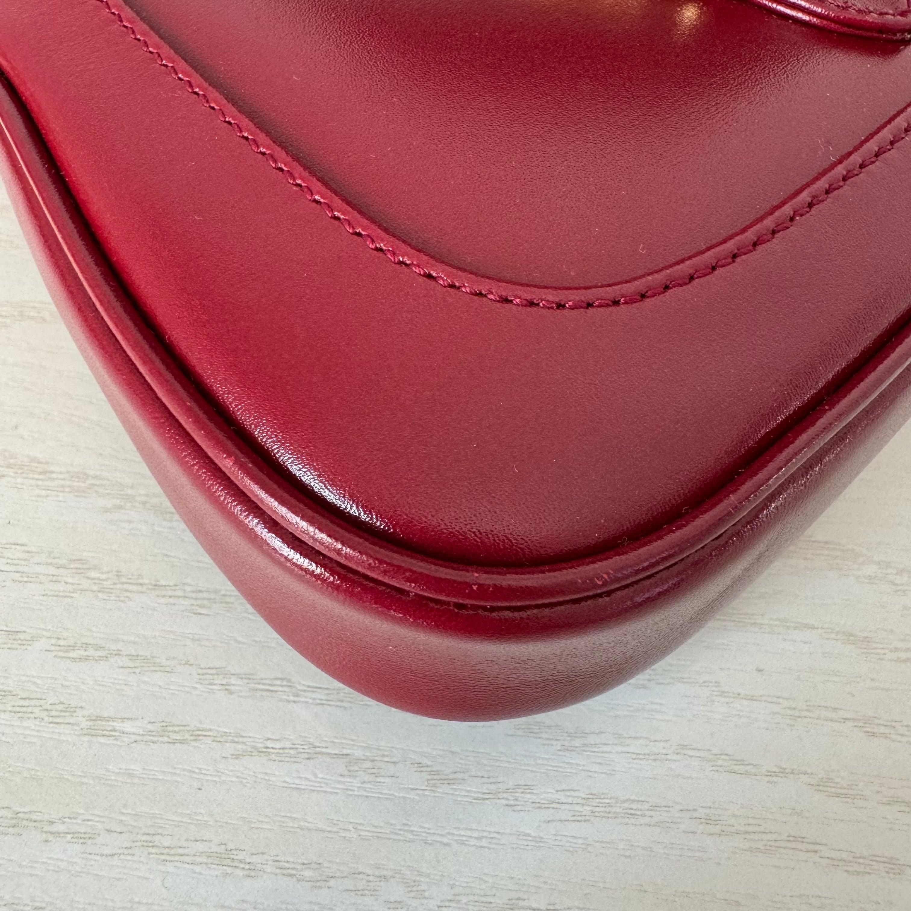 Gucci Jackie 1961 Mini Red Burgundy Leather Bag In Excellent Condition In AUBERVILLIERS, FR