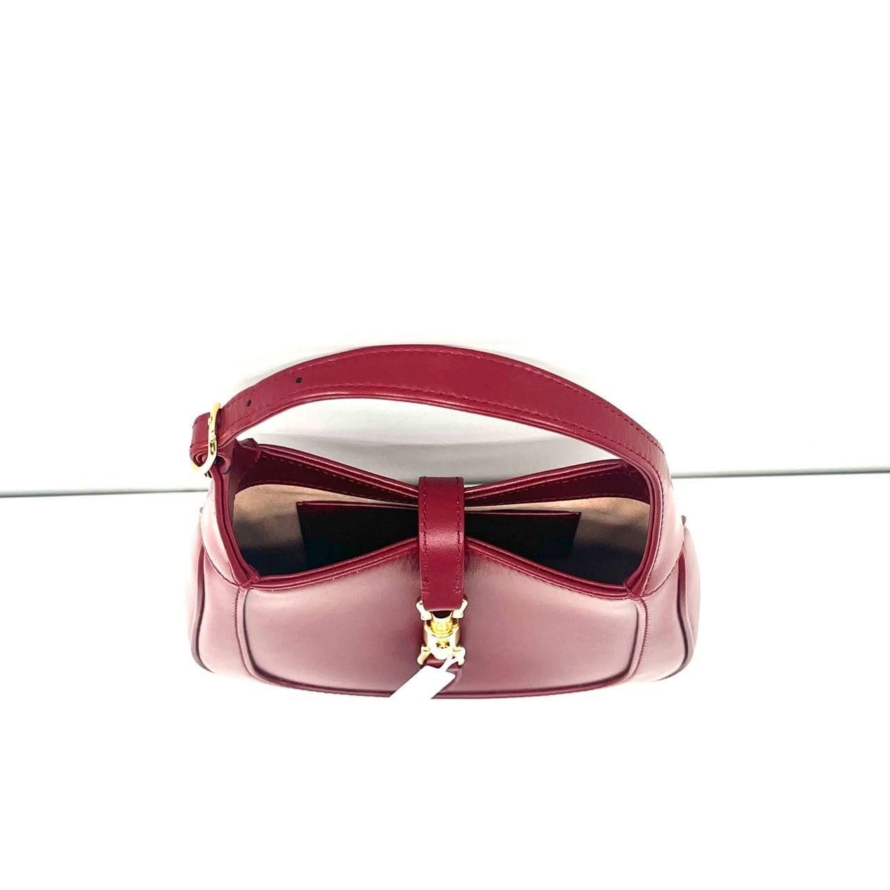 Gucci Jackie 1961 Mini Red Burgundy Leather Bag In Excellent Condition In AUBERVILLIERS, FR
