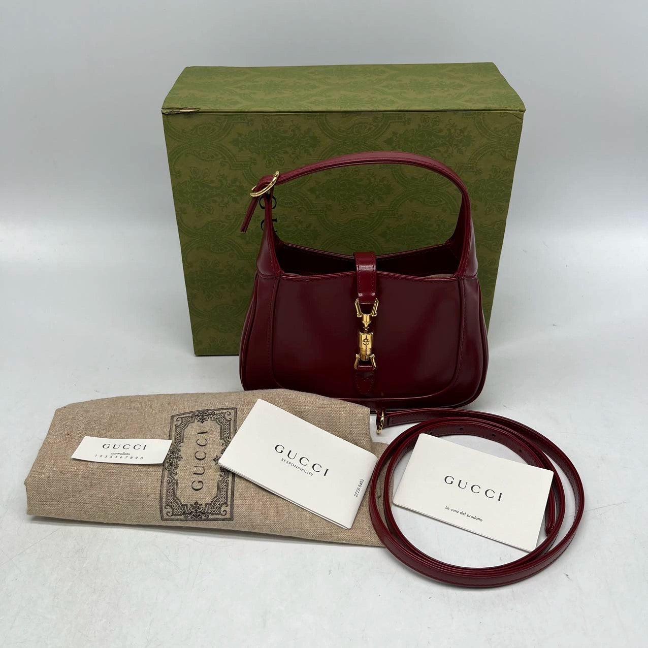 Gucci Jackie 1961 Mini Red Burgundy Leather Bag 3