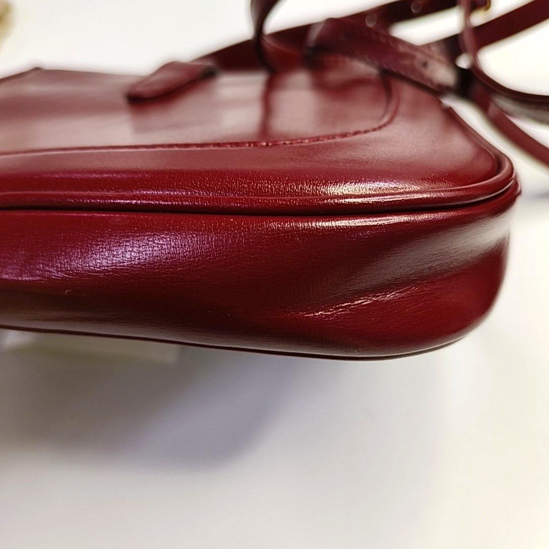 Gucci Jackie 1961 Mini Red Burgundy Leather Bag Gold Piston Lock 7