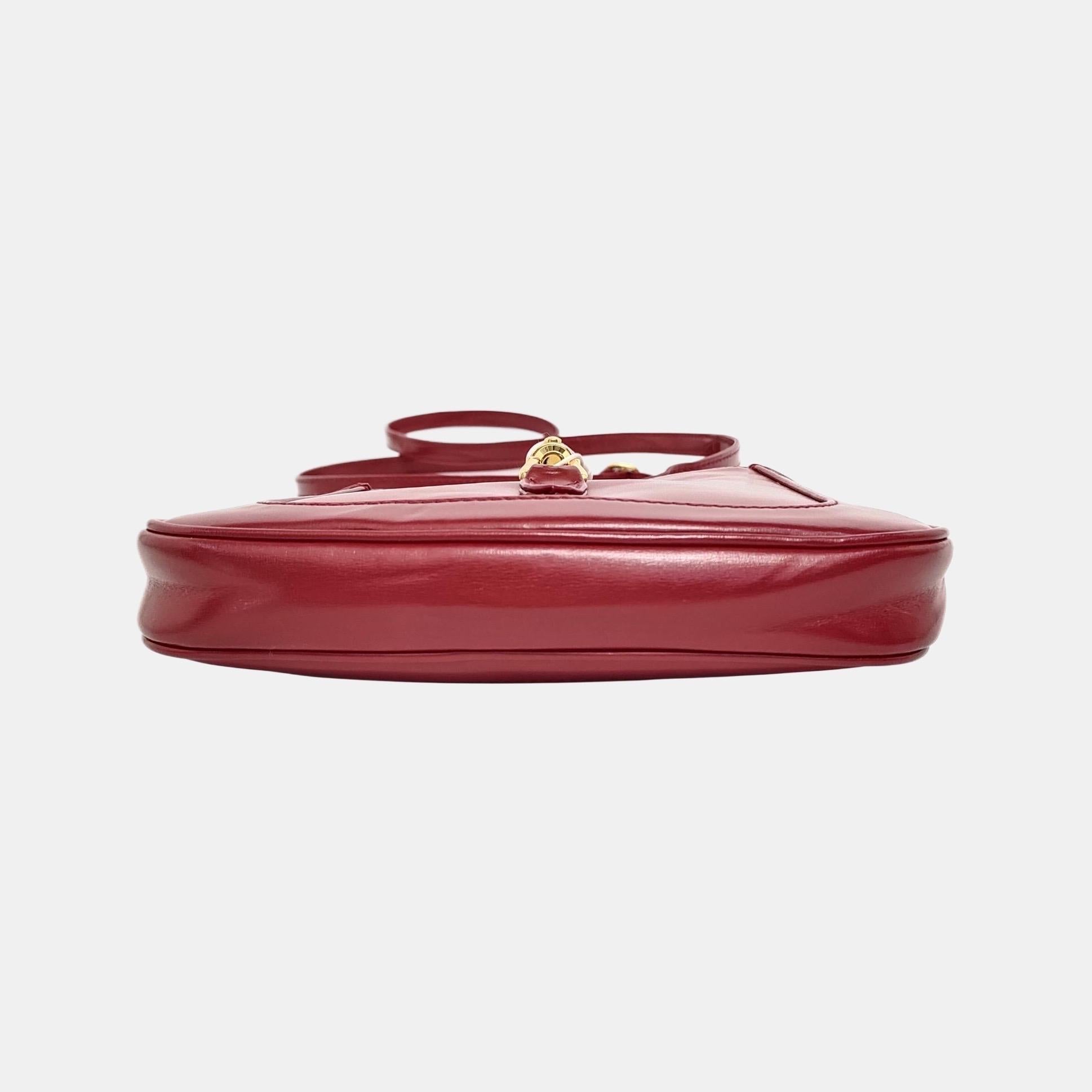 Women's Gucci Jackie 1961 Mini Red Burgundy Leather Bag Gold Piston Lock