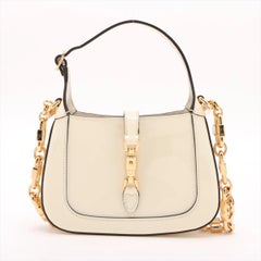 Gucci Jackie 1961 Patent Leather Two-Way Shoulder Bag White