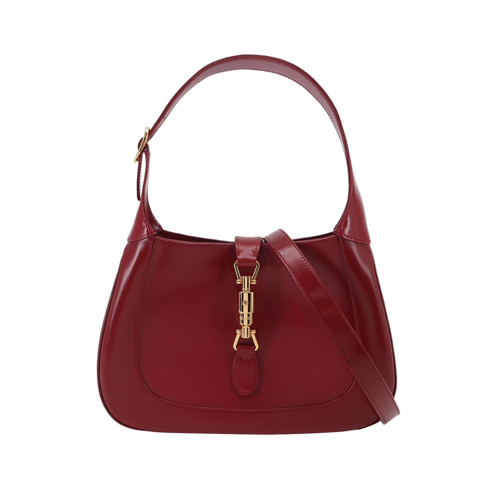 Gucci Jackie 1961 Borsa in pelle rossa bordeaux Borsa a tracolla piccola